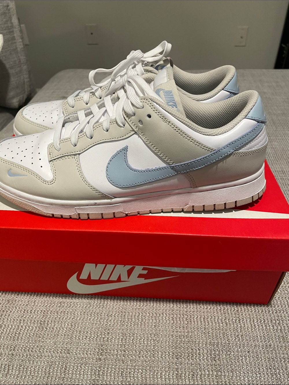 Nike Dunk Low Sneakers White Light Blue Gray - Picture 5 of 7